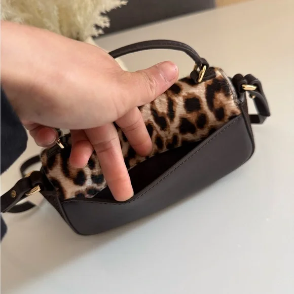 NWT , tory burch Britten Haircalf Mini Top Handle crossbody in brown 149652 - Picture 6 of 12